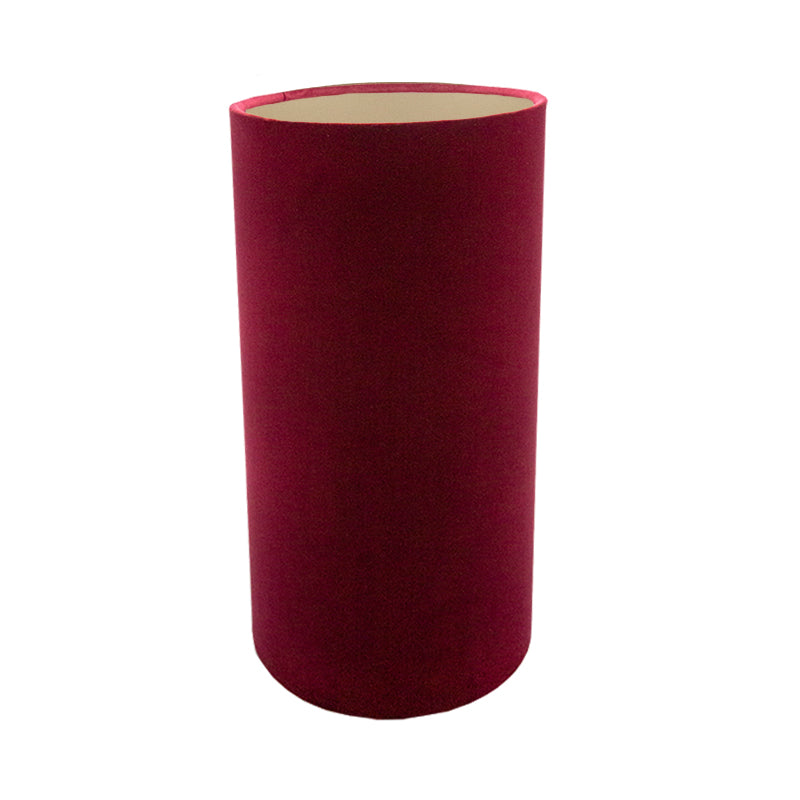 Red Velvet Tall Drum Lampshade Brushed Champagne Inner