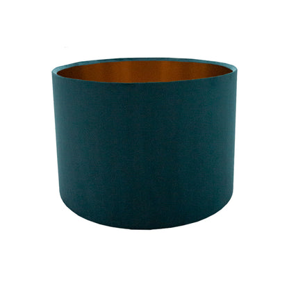 Voyage Teal Velvet Drum Lampshade Brushed Copper Inner