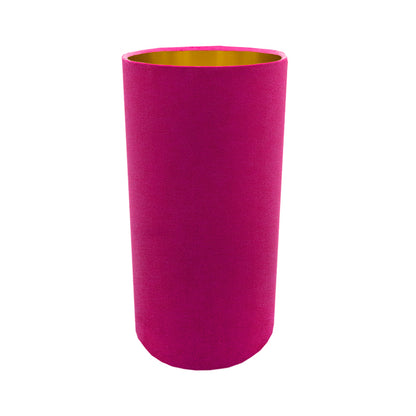 Fuchsia Bright Pink Velvet Tall Drum Lampshade